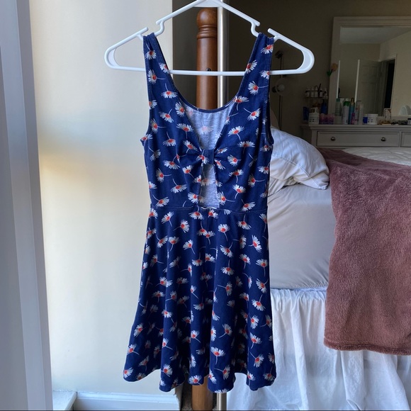 Pacsun Blue Floral Cutout Dress, Small - Picture 2 of 3